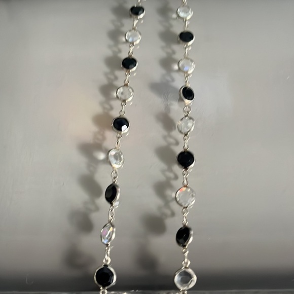 Rafaelian Vtg Black Bead and Crystal Austrian Chiclet Necklace - New Old Stock - Picture 7 of 15